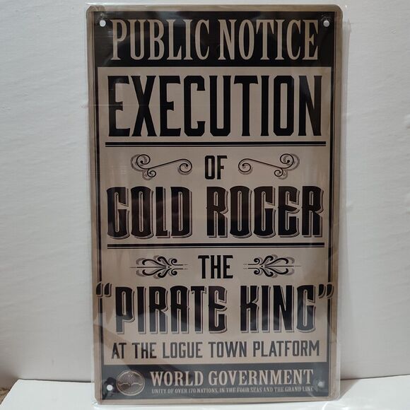 One Piece Netflix Gol D Roger Logue Town Execution Metal Tin Sign - Picture 1 of 4
